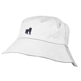 Labradoodle Clothing Gifts. 100% Washed Chino Cotton Embroidered Bucket Sun Hat With White Cotton Lining From The House Of Dog.