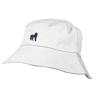 Labradoodle Clothing Gifts. 100% Washed Chino Cotton Embroidered Bucket Sun Hat With White Cotton Lining From The House Of Dog.