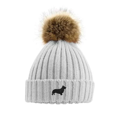 Welsh Corgi Owner Clothing Gifts, Faux Fur Pom Pom Chunky Knit Super Soft Embroidered Beanie From The House Of Dog. - Image 7