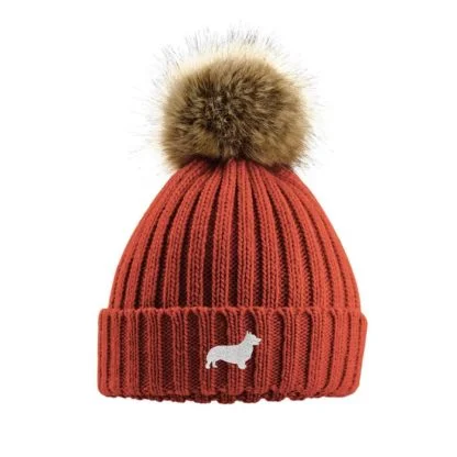 Welsh Corgi Owner Clothing Gifts, Faux Fur Pom Pom Chunky Knit Super Soft Embroidered Beanie From The House Of Dog. - Image 10