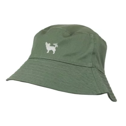 Chihuahua Owner Clothing Gifts. 100% Washed Chino Cotton Embroidered Bucket Sun Hat With White Cotton Lining From The House Of Dog. - Image 2