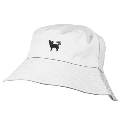 Chihuahua Owner Clothing Gifts. 100% Washed Chino Cotton Embroidered Bucket Sun Hat With White Cotton Lining From The House Of Dog. - Image 4