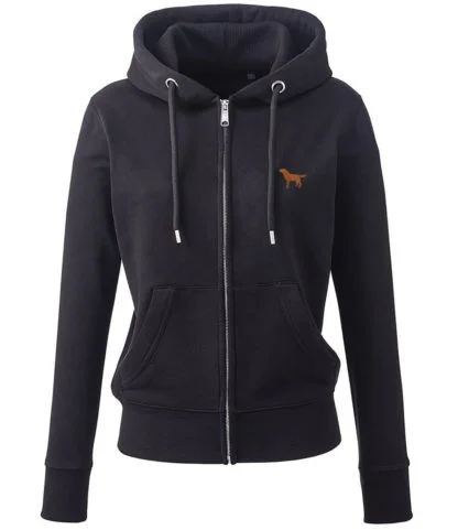 Fox Red Labrador Owner Gift Clothing Gifts Embroidered Ladies Organic Full Zip Hoodie From The House Of Dog.