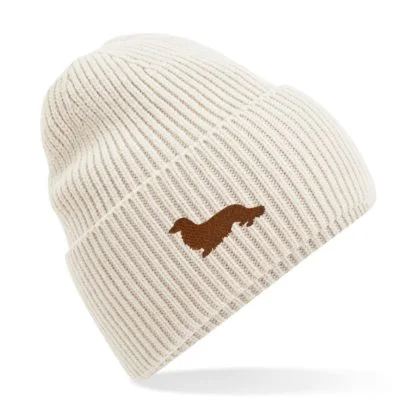 Long Haired Dachshund Daxie Owner Clothing Gifts. Oversized Cuffed Beanie Ski Hat From The House Of Dog. - Image 3