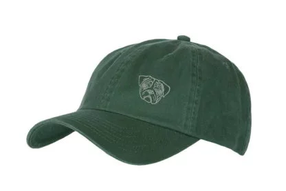 Pug Clothing Gifts. 100% Washed Chino Cotton Embroidered 6 Panel Unstructured Baseball Cap Hat From The House Of Dog. - Image 4