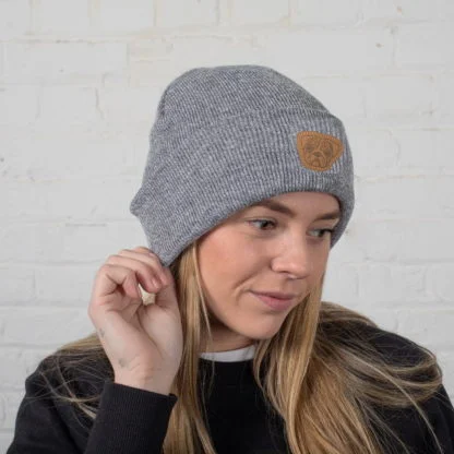 Pug Gifts, Beanie Ski Hat With Sewn On, Laser Etched Badge.