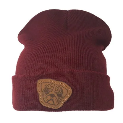 Pug Gifts, Beanie Ski Hat With Sewn On, Laser Etched Badge. - Image 3