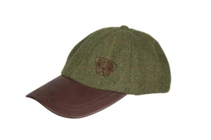Pug Owner Clothing Gifts. Embroidered Tweed Baseball Cap with Leather Peak from The House Of Dog.