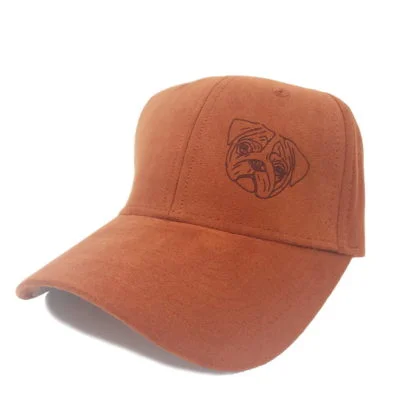 Pug Gifts, Faux Suede Leather Baseball Cap. Pumpkin