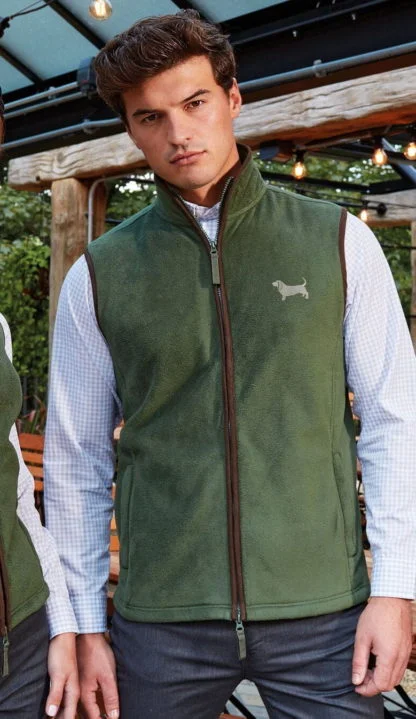 Basset Hound Owner Clothing Gifts Embroidered Men's Fit Fleece Gilet, From The House Of Dog.