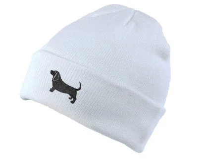 Basset Hound Owner Gifts, Unisex Beanie Ski Hat With Embroidered Design From The House Of Dog. - Image 10