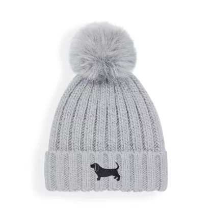 Basset Hound Owner Clothing Gifts, Super Soft Faux Fur Ski Pom Pom Chunky Knit Embroidered Unisex Beanie From The House of Dog - Image 4