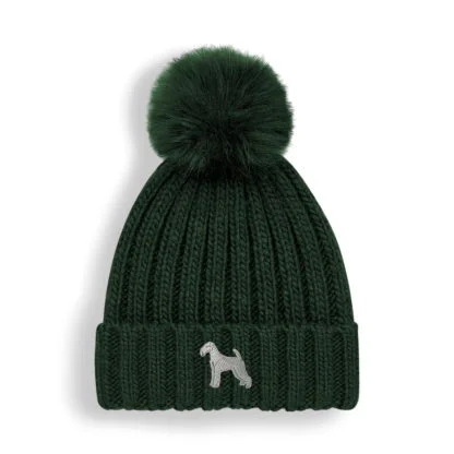 Airedale Terrier Owner Clothing Gifts, Super Soft Faux Fur Ski Pom Pom Chunky Knit Embroidered Unisex Beanie From The House of Dog - Image 3