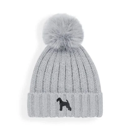 Airedale Terrier Owner Clothing Gifts, Super Soft Faux Fur Ski Pom Pom Chunky Knit Embroidered Unisex Beanie From The House of Dog - Image 5