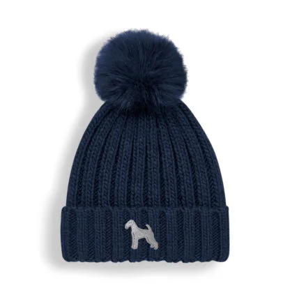 Airedale Terrier Owner Clothing Gifts, Super Soft Faux Fur Ski Pom Pom Chunky Knit Embroidered Unisex Beanie From The House of Dog - Image 6