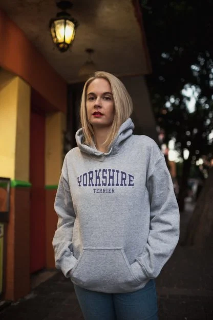 Yorkshire Terrier Owner Gifts Printed Heather Grey Hoodie Gift Sweatshirt T-shirt From The House Of Dog. - Image 3