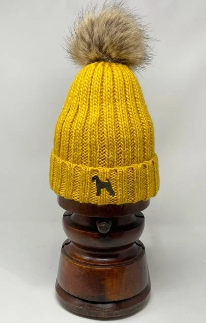 Airedale Terrier Owner Clothing Gifts, Faux Fur Pom Pom Chunky Knit Super Soft Unisex Embroidered Beanie From The House Of Dog. - Image 5