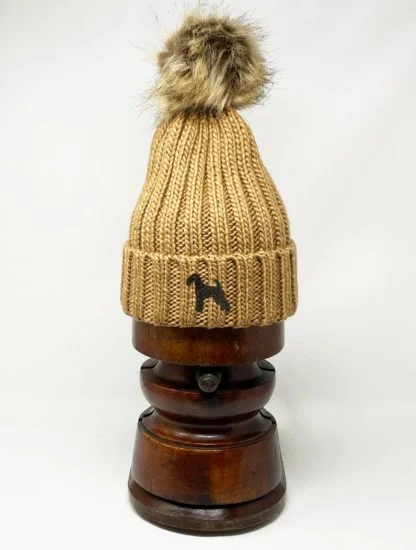 Airedale Terrier Owner Clothing Gifts, Faux Fur Pom Pom Chunky Knit Super Soft Unisex Embroidered Beanie From The House Of Dog. - Image 6