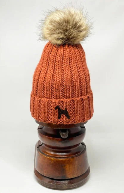 Airedale Terrier Owner Clothing Gifts, Faux Fur Pom Pom Chunky Knit Super Soft Unisex Embroidered Beanie From The House Of Dog. - Image 7