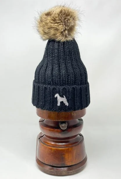 Airedale Terrier Owner Clothing Gifts, Faux Fur Pom Pom Chunky Knit Super Soft Unisex Embroidered Beanie From The House Of Dog. - Image 8