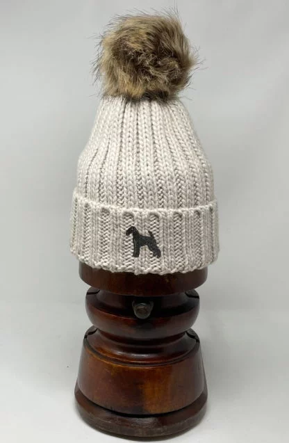 Airedale Terrier Owner Clothing Gifts, Faux Fur Pom Pom Chunky Knit Super Soft Unisex Embroidered Beanie From The House Of Dog. - Image 10
