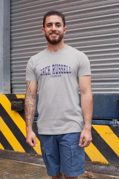 Jack Russell Terrier Owner Gifts Printed Heather Grey Hoodie Gift Sweatshirt T-shirt From The House Of Dog. - Image 2