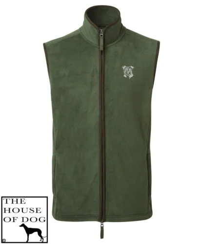 Staffy Staffordshire Bull Terrier Clothing Gifts Embroidered Men's Fit Fleece Gilet. - Image 4