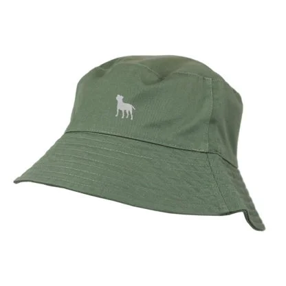 Jack Russell Terrier Silhouette Owner Gifts. 100% Washed Chino Cotton Embroidered Bucket Sun Hat With Cotton Lining From The House Of Dog. - Image 3