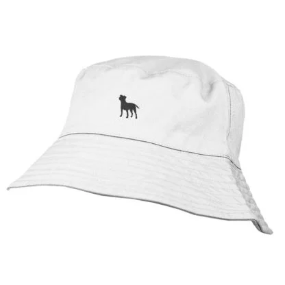 Jack Russell Terrier Silhouette Owner Gifts. 100% Washed Chino Cotton Embroidered Bucket Sun Hat With Cotton Lining From The House Of Dog. - Image 4
