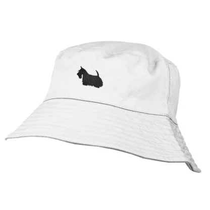 Scottish Terrier Scottie Owner Clothing Gifts. 100% Chino Cotton Embroidered Bucket Sun Hat With White Cotton Lining From The House Of Dog. - Image 4
