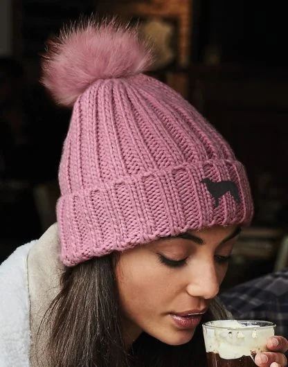 Borzoi Owner Gifts, Super Soft Faux Fur Ski Pom Pom Chunky Knit Embroidered Unisex Beanie From The House of Dog - Image 7