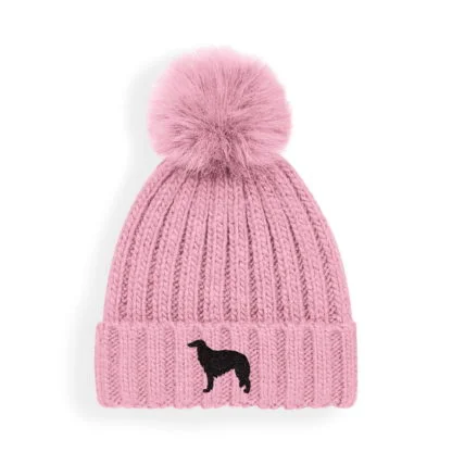 Borzoi Owner Gifts, Super Soft Faux Fur Ski Pom Pom Chunky Knit Embroidered Unisex Beanie From The House of Dog - Image 6