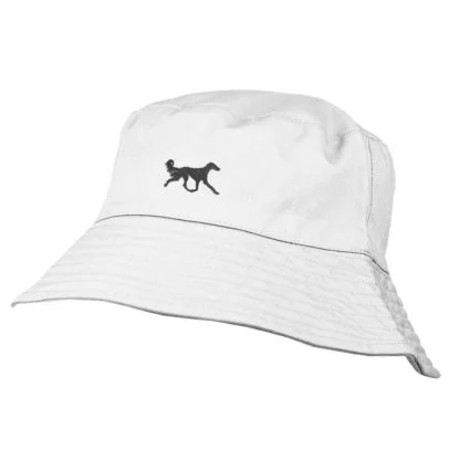 Saluki Owner Clothing Gifts. 100% Washed Chino Cotton Embroidered Bucket Sun Hat With White Cotton Lining From The House Of Dog - Image 4