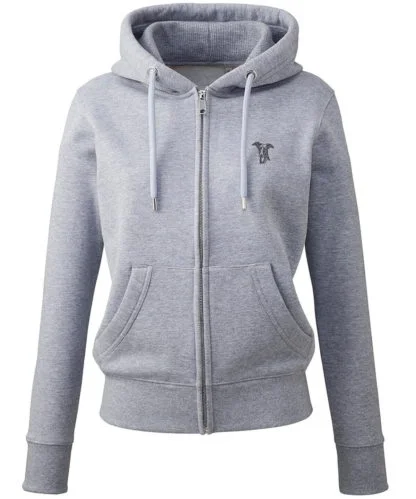 Whippet Italian Greyhound Podenco Clothing Gifts Embroidered Ladies Organic Full Zip Hoodie From The House Of Dog.
