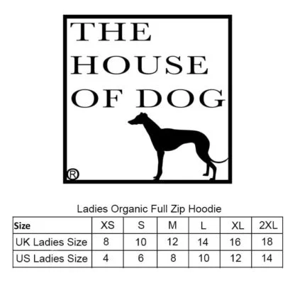 Whippet Italian Greyhound Podenco Clothing Gifts Embroidered Ladies Organic Full Zip Hoodie From The House Of Dog. - Image 3