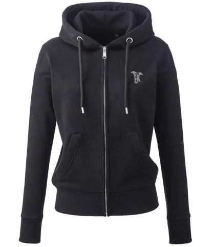 Whippet Italian Greyhound Podenco Clothing Gifts Embroidered Ladies Organic Full Zip Hoodie From The House Of Dog. - Image 2