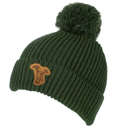 Whippet Gifts, Chunky Knit Ribbed Beanie Ski Hat With Sewn On, Laser Etched Badge. - Image 2