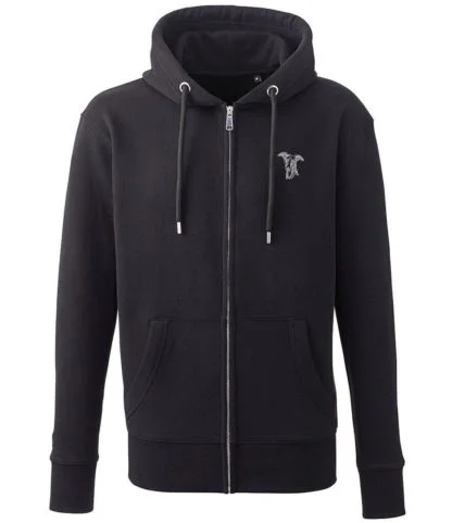 Whippet Italian Greyhound Podenco Hoody Clothing Gifts Embroidered Unisex Organic Full Zip Hoodie.