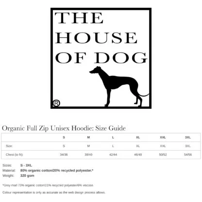 Whippet Italian Greyhound Podenco Hoody Clothing Gifts Embroidered Unisex Organic Full Zip Hoodie. - Image 4