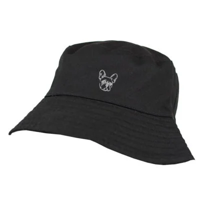 French Frenchie Bulldog Owner Clothing Gifts. 100% Washed Chino Cotton Embroidered Bucket Sun Hat With Cotton Lining From The House Of Dog. - Image 4