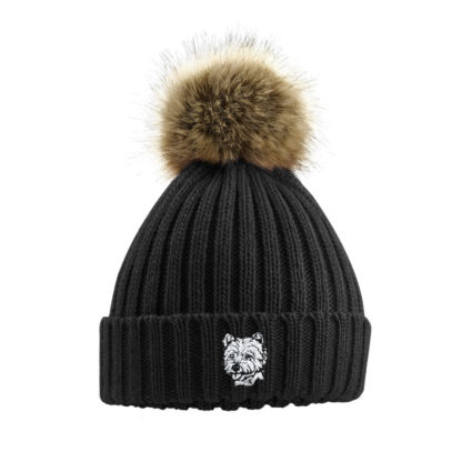 West Highland Terrier Owner Westie Clothing Gifts, Faux Fur Pom Pom Chunky Knit Super Soft Unisex Embroidered Beanie From The House Of Dog - Image 5