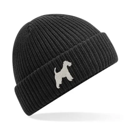 Fox terrier owner clothing gifts. water repellent warm winter thermal embroidered beanie ski hat from the house of dog. - Image 6