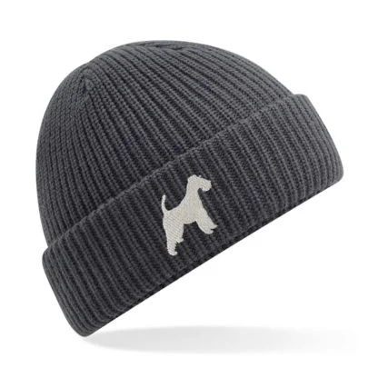 Fox terrier owner clothing gifts. water repellent warm winter thermal embroidered beanie ski hat from the house of dog. - Image 5