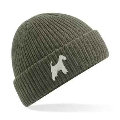Fox terrier owner clothing gifts. water repellent warm winter thermal embroidered beanie ski hat from the house of dog. - Image 4