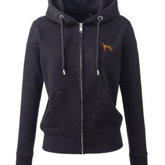 Vizsla clothing gifts embroidered ladies organic full zip hoodie