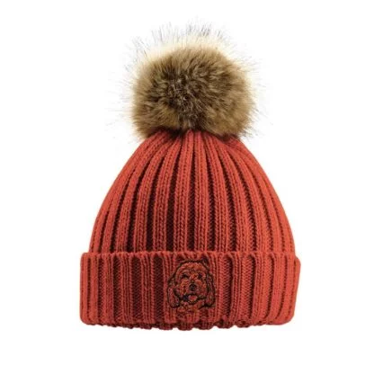 Cockapoo Owner Clothing Gifts, Faux Fur Pom Pom Chunky Knit Super Soft Unisex Embroidered Beanie From The House Of Dog - Image 7