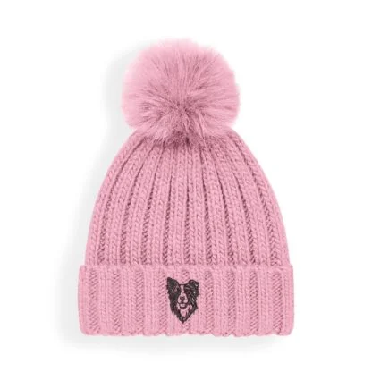 Border Collie Owner Clothing Gifts, Super Soft Faux Fur Ski Pom Pom Chunky Knit Embroidered Unisex Beanie From The House of Dog - Image 6