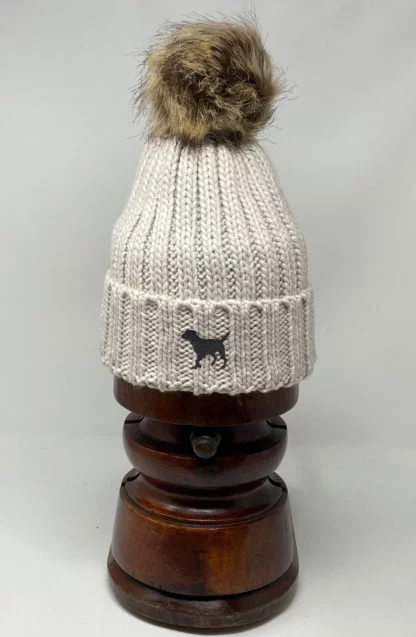 Border Terrier Owner Clothing Gifts, Faux Fur Pom Pom Super Soft Chunky Knit Embroidered Beanie From The House Of Dog. - Image 9