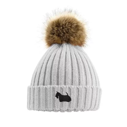 Scottish Terrier Scottie Dog Owner Clothing Gifts, Faux Fur Pom Pom Chunky Knit Super Soft Unisex Embroidered Beanie From The House Of Dog. - Image 7