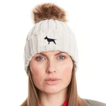 Bull Terrier Owner Clothing Gifts, Faux Fur Pom Pom Chunky Knit Super Soft Embroidered Beanie From The House Of Dog. - Image 10